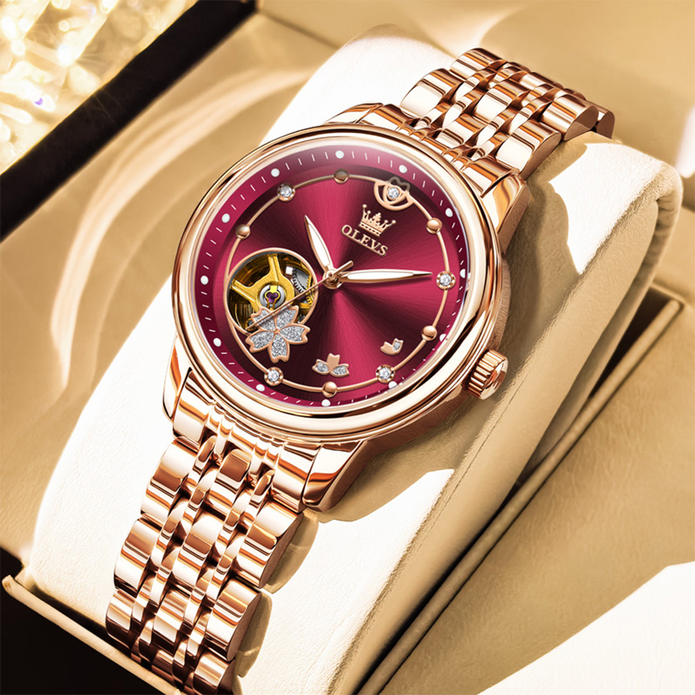Jewelry Watches Gold - Rose goud wijnrood luxe casual damespolshorloge