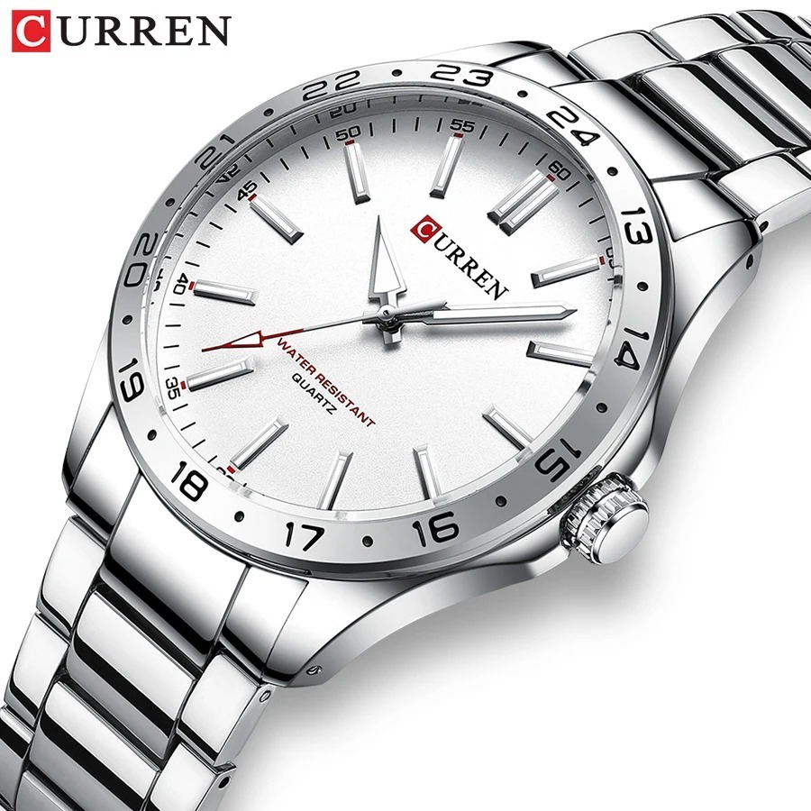 Jewelry Watches Silver - CURREN 8452 Zilverwit cadeau quartz zakenman