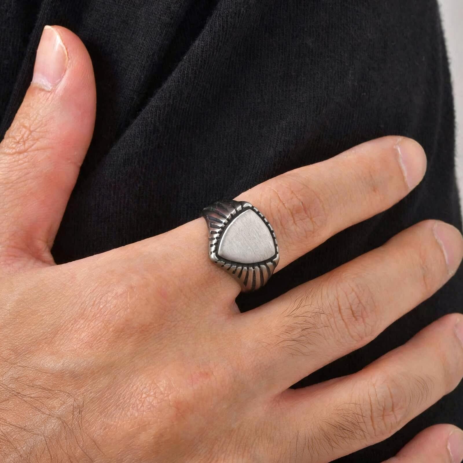 Mens Signet Ring - Vintage Shield Signet Ring voor mannen