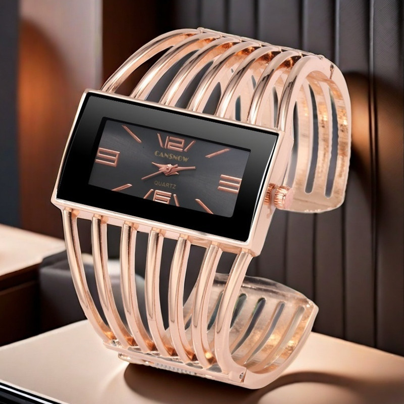 Jewelry Watches Silver - Vrouwelijke armbandhorloge Luxe rechthoekige wijzerplaat Bangle