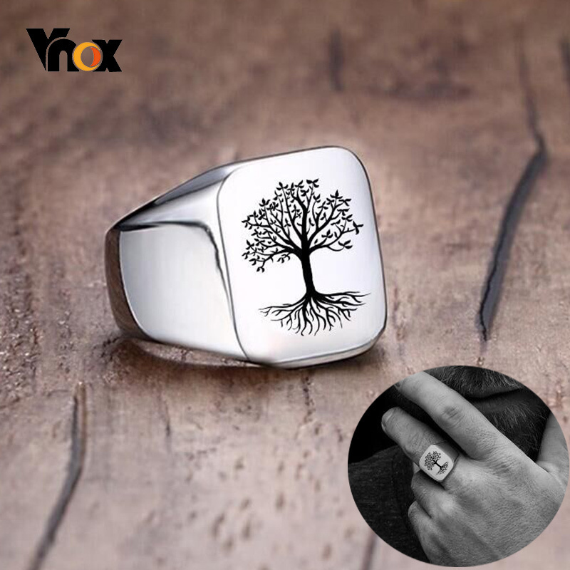 Mens Signet Ring - Vnox Rock Punk Boom Van Leven