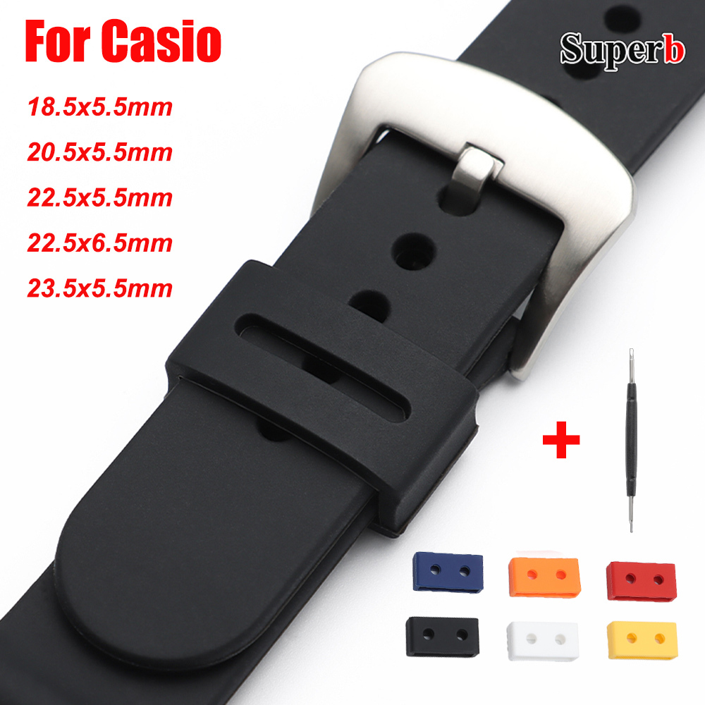 Watch Strap Replacement - Voor Casio rubberen ring horlogebandlussen siliconen