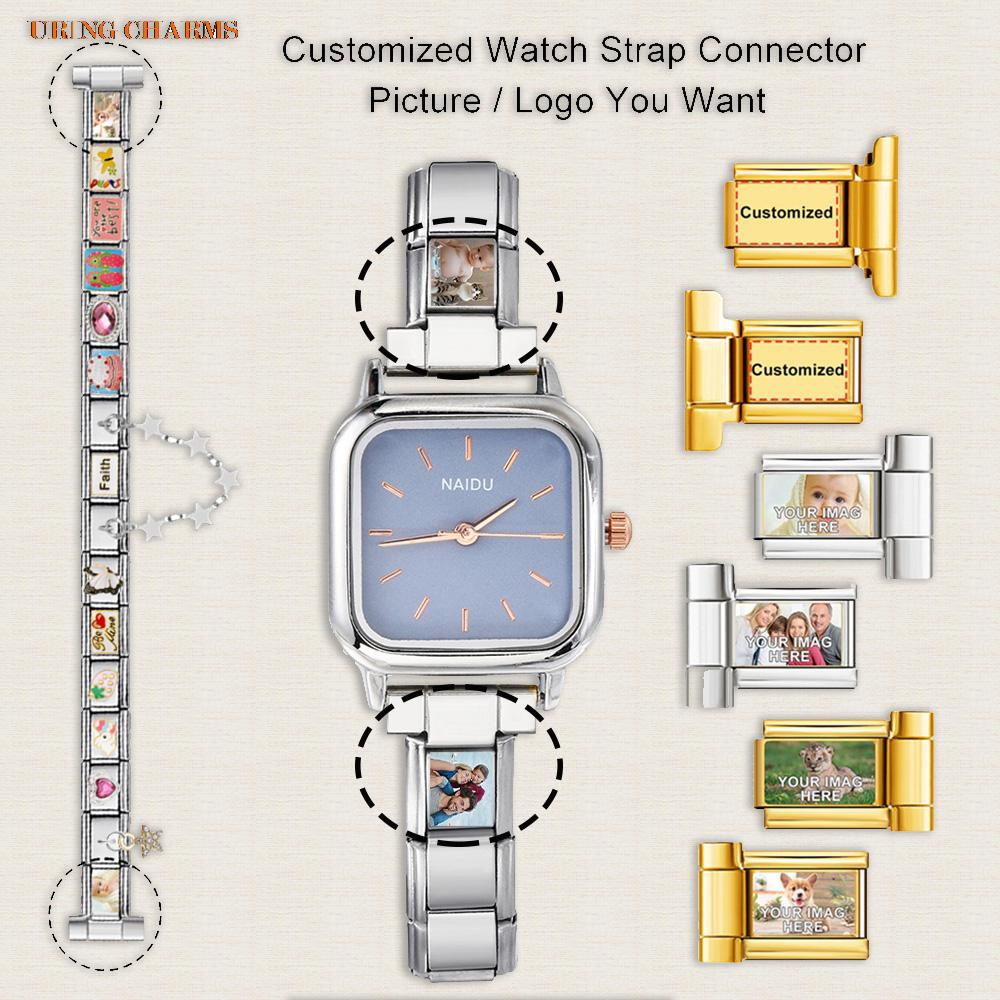Italian Jewelry Watches - 1 paar Foto Logo Aangepaste Horlogeband