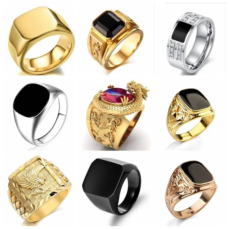 Mens Signet Ring - Signet Vierkante Vinger Ringen Voor Mannen