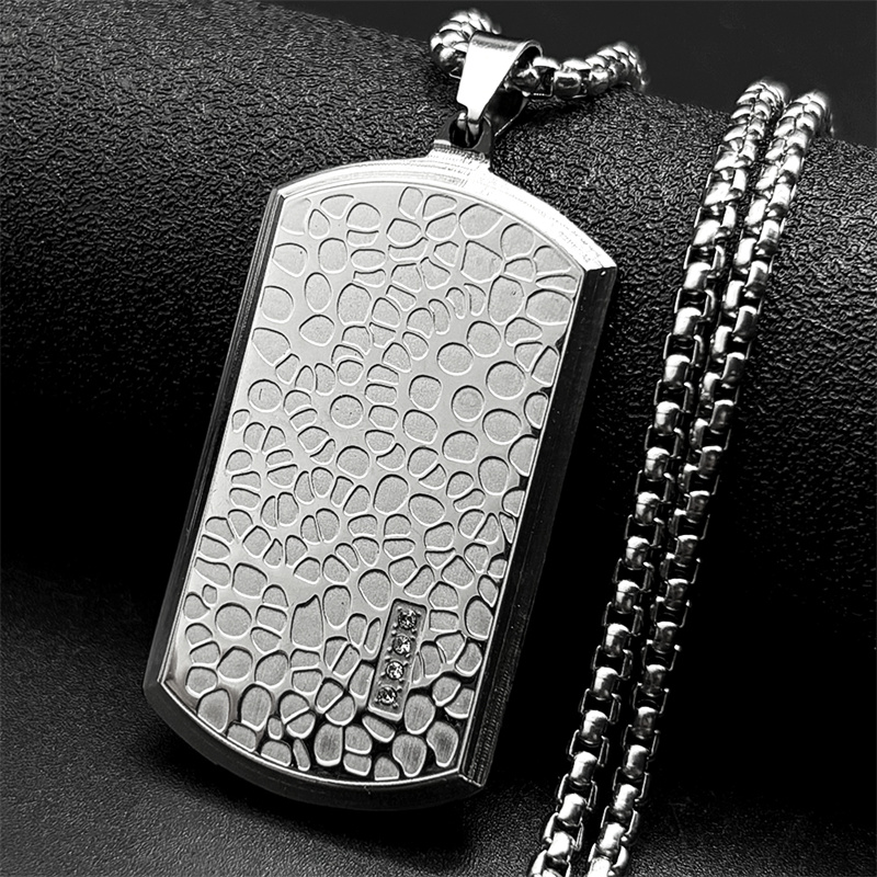 Mens Dog Tag Necklace - Retro roestvrij staal onregelmatig patroon dog