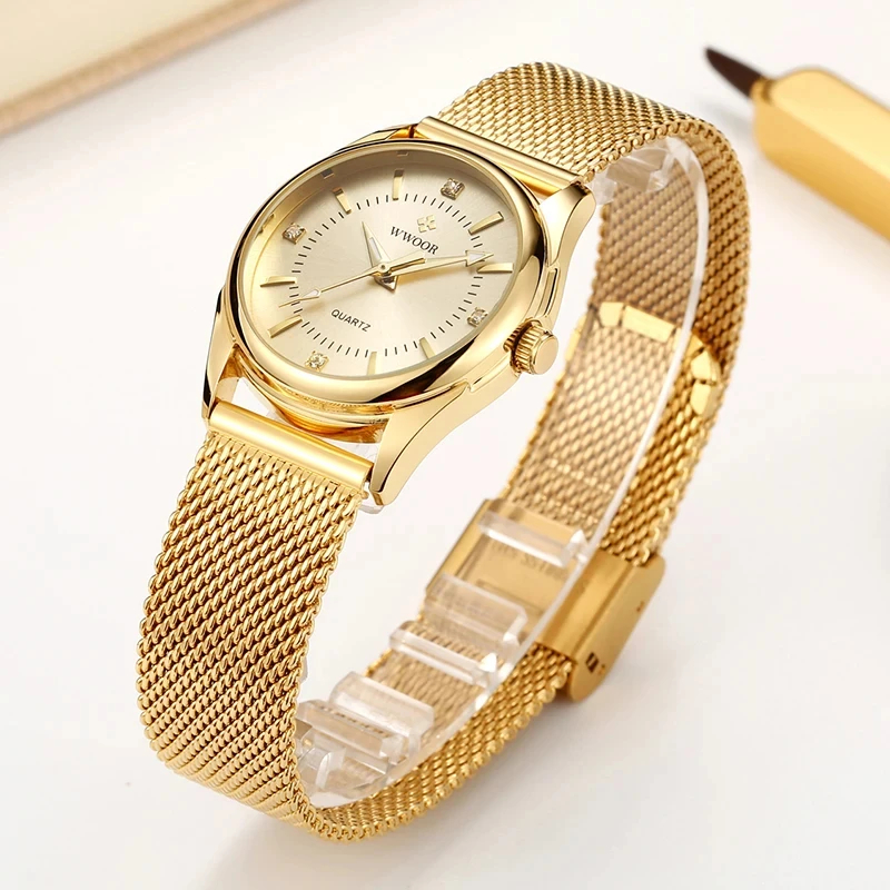 Jewelry Diamond Watches - WWOOR Luxe Merk Jurk Gouden Horloge