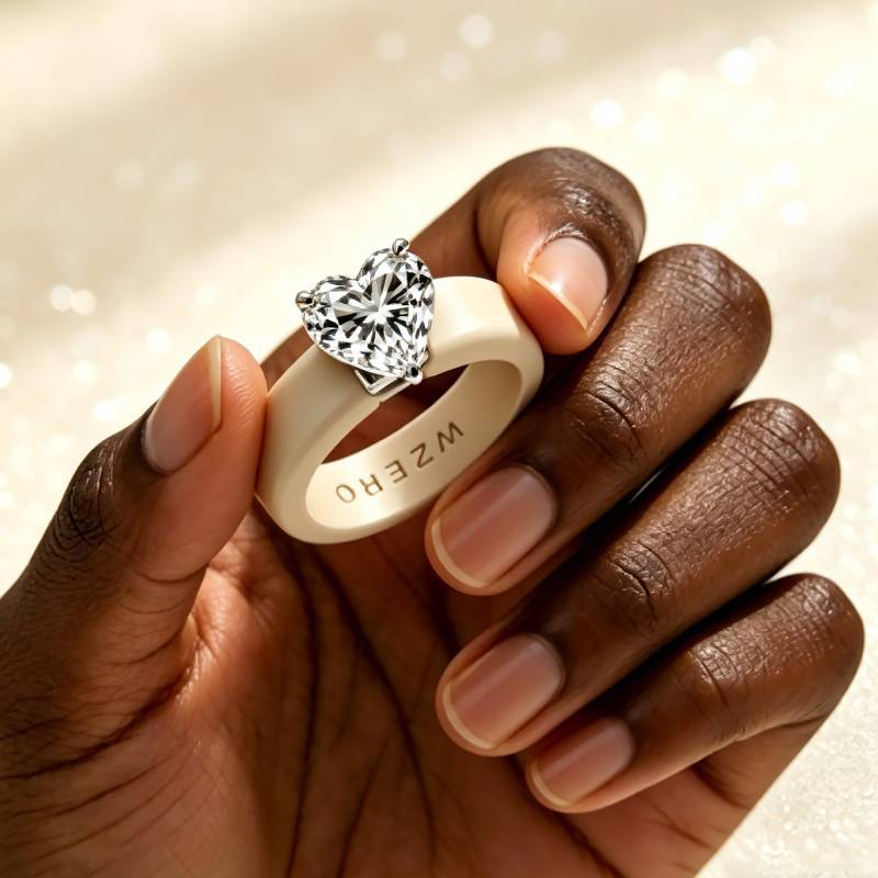 Minimalist Ring Stackable - Minimalistische siliconen hartvormige diamanten ring met