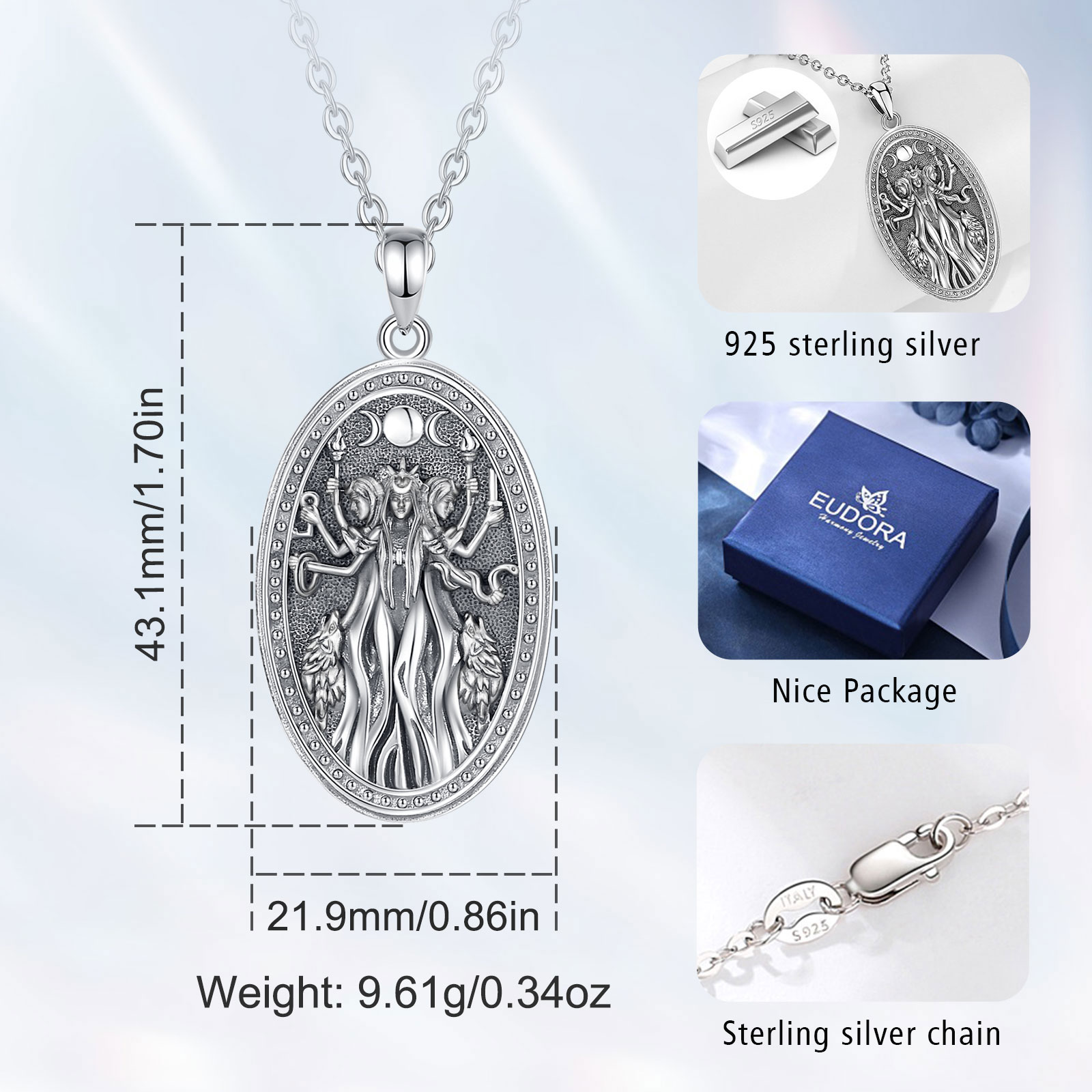 Eudora 925 Sterling Zilver Tri - Mens Dog Tag Necklace recensie en prijs