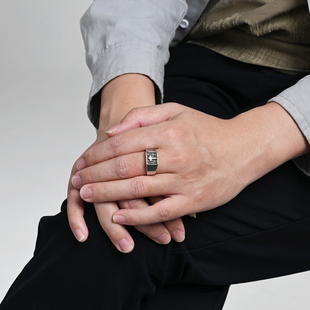Somen Vintage Rvs Cross Zegelr - Mens Signet Ring recensie en prijs