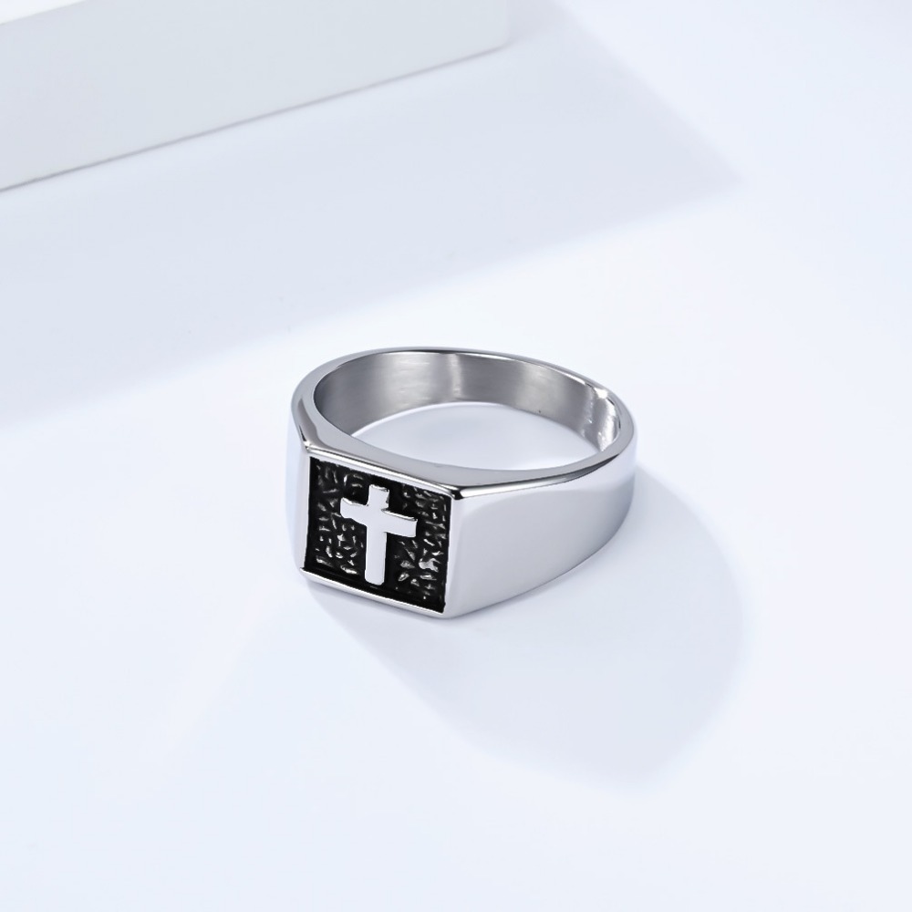 Somen Vintage Rvs Cross Zegelr - Mens Signet Ring recensie en prijs
