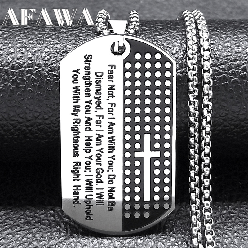 Angst niet voor ik ben met jou - Mens Dog Tag Necklace recensie en prijs