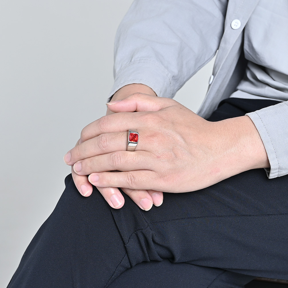 Roestvrij staal glanzende zirk - Mens Signet Ring recensie en prijs