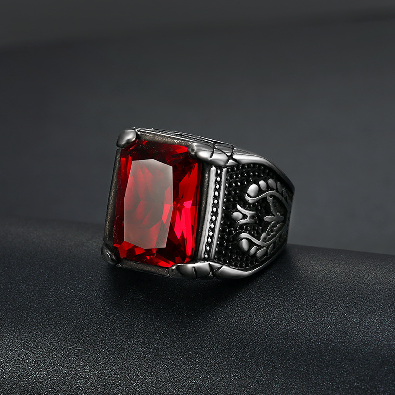Zilver Kleur Mannen Rood Blauw - Mens Signet Ring recensie en prijs
