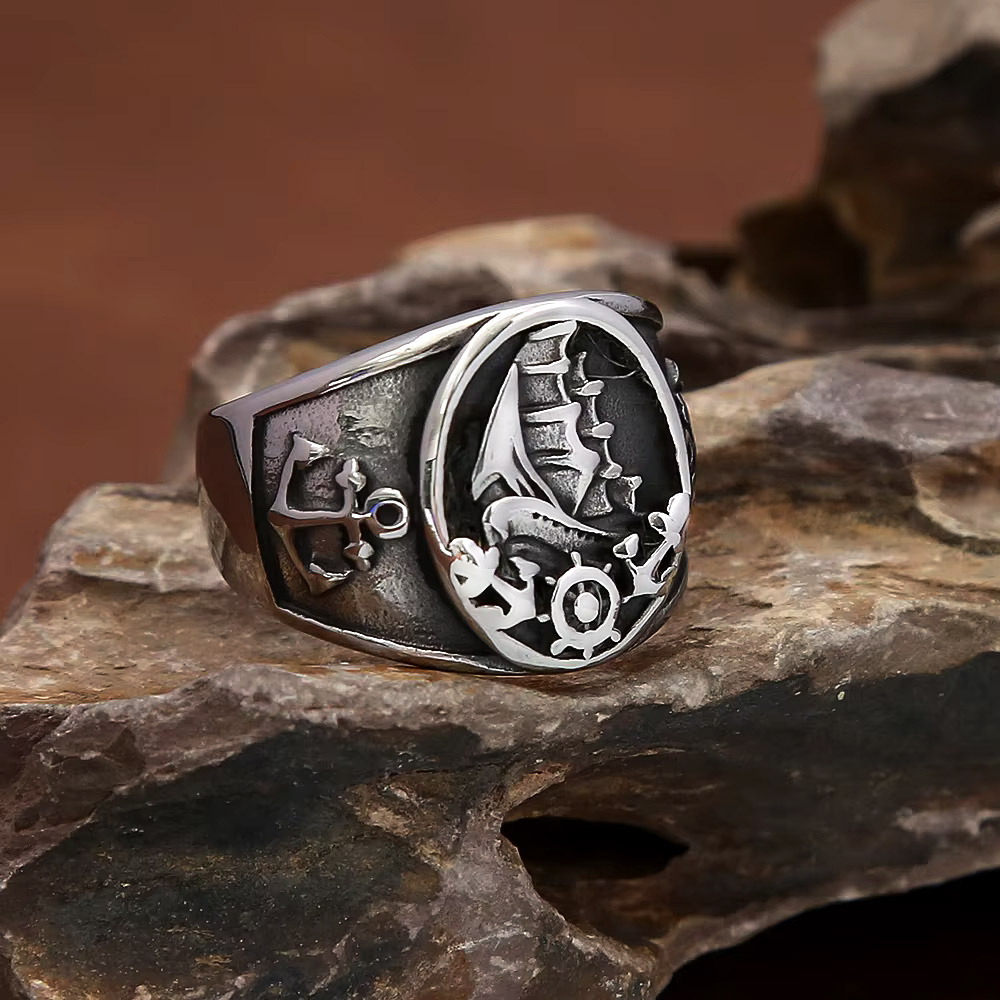 Vintage nautische Noordse zeil - Mens Signet Ring recensie en prijs