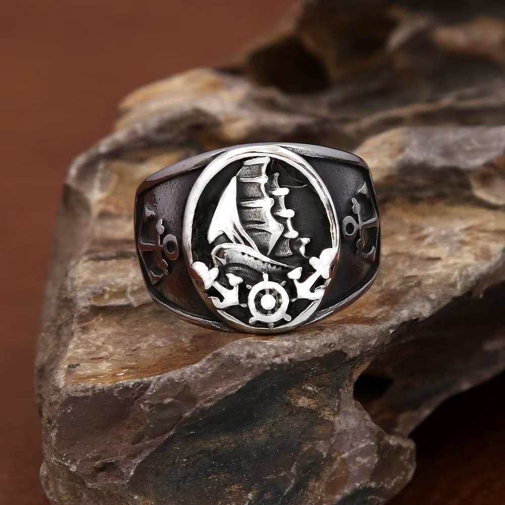 Vintage nautische Noordse zeil - Mens Signet Ring recensie en prijs