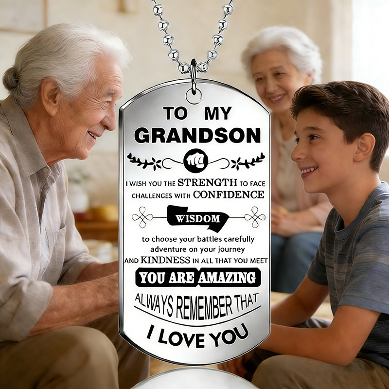 Aan mijn kleinzoon inspirerend - Mens Dog Tag Necklace recensie en prijs