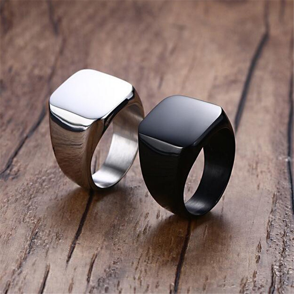 Mode Mannen Zwart Glad Roestvr - Mens Signet Ring recensie en prijs
