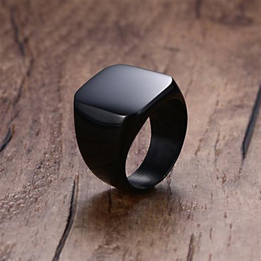 Mode Mannen Zwart Glad Roestvr - Mens Signet Ring recensie en prijs